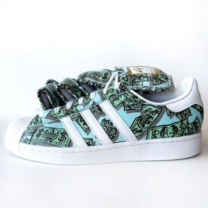 Adidas Jeremy Scott Superstar Money Sneakers Mens Size 10 Shoes Blue Green